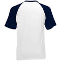 Heather Grey-Deep Navy - Back - Fruit of the Loom Unisex Adult Contrast Panel Baseball T-Shirt