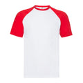 White-Red - Front - Fruit of the Loom Unisex Adult Contrast Panel Baseball T-Shirt