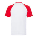 White-Red - Back - Fruit of the Loom Unisex Adult Contrast Panel Baseball T-Shirt