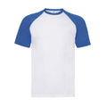 White-Royal Blue - Front - Fruit of the Loom Unisex Adult Contrast Panel Baseball T-Shirt