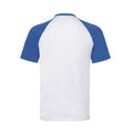 White-Royal Blue - Back - Fruit of the Loom Unisex Adult Contrast Panel Baseball T-Shirt