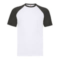 White-Black - Front - Fruit of the Loom Unisex Adult Contrast Panel Baseball T-Shirt