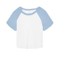 White-Baby Blue - Front - Bella + Canvas Womens-Ladies Micro-Rib Raglan Crop Top