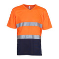 Orange-Navy - Front - Yoko Mens Cool Super Hi-Vis Lightweight V Neck Safety T-Shirt