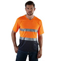 Orange-Navy - Back - Yoko Mens Cool Super Hi-Vis Lightweight V Neck Safety T-Shirt