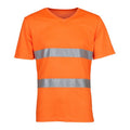 Orange - Front - Yoko Mens Cool Super Hi-Vis Lightweight V Neck Safety T-Shirt