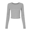 Athletic Heather Grey - Front - Bella + Canvas Womens-Ladies Long-Sleeved Crop Top