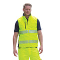 Fluorescent Yellow-Navy - Side - SAFE-GUARD by Result Mens Reversible Soft Padded Gilet