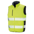 Fluorescent Yellow-Navy - Front - SAFE-GUARD by Result Mens Reversible Soft Padded Gilet