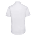 White - Back - Russell Collection Mens Easy-Care Fitted Short-Sleeved Shirt