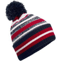 French Navy-Classic Red-White - Front - Beechfield Multi-Sport Fan Pom Pom Beanie