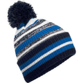 Sapphire Blue-French Navy-White - Front - Beechfield Multi-Sport Fan Pom Pom Beanie