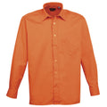 Orange - Front - Premier Mens Premier Poplin Long-Sleeved Formal Shirt