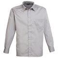 Silver - Front - Premier Mens Premier Poplin Long-Sleeved Formal Shirt