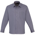 Steel - Front - Premier Mens Premier Poplin Long-Sleeved Formal Shirt