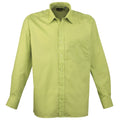 Lime - Front - Premier Mens Premier Poplin Long-Sleeved Formal Shirt