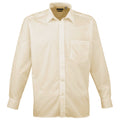 Natural - Front - Premier Mens Premier Poplin Long-Sleeved Formal Shirt