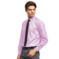 Pink - Back - Premier Mens Premier Poplin Long-Sleeved Formal Shirt