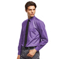 Purple - Back - Premier Mens Premier Poplin Long-Sleeved Formal Shirt