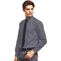 Dark Grey - Back - Premier Mens Premier Poplin Long-Sleeved Formal Shirt