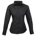 Black - Front - Premier Womens-Ladies Poplin Long-Sleeved Blouse