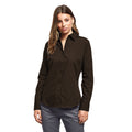 Brown - Side - Premier Womens-Ladies Poplin Long-Sleeved Blouse