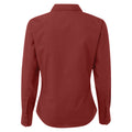 Burgundy - Back - Premier Womens-Ladies Poplin Long-Sleeved Blouse