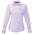 Lilac - Front - Premier Womens-Ladies Poplin Long-Sleeved Blouse