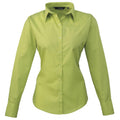 Lime - Front - Premier Womens-Ladies Poplin Long-Sleeved Blouse