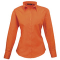 Orange - Front - Premier Womens-Ladies Poplin Long-Sleeved Blouse