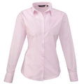 Pink - Front - Premier Womens-Ladies Poplin Long-Sleeved Blouse