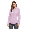 Pink - Side - Premier Womens-Ladies Poplin Long-Sleeved Blouse