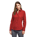 Red - Side - Premier Womens-Ladies Poplin Long-Sleeved Blouse