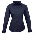 Navy - Front - Premier Womens-Ladies Poplin Long-Sleeved Blouse