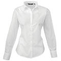 White - Front - Premier Womens-Ladies Poplin Long-Sleeved Blouse