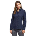 Navy - Side - Premier Womens-Ladies Poplin Long-Sleeved Blouse