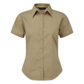 Khaki - Front - Premier Short Sleeve Poplin Blouse - Plain Work Shirt