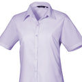 Lilac - Back - Premier Short Sleeve Poplin Blouse - Plain Work Shirt