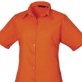 Orange - Back - Premier Short Sleeve Poplin Blouse - Plain Work Shirt