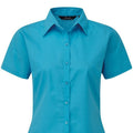 Turquoise - Back - Premier Short Sleeve Poplin Blouse - Plain Work Shirt