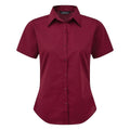 Burgundy - Front - Premier Short Sleeve Poplin Blouse - Plain Work Shirt