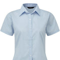 Light Blue - Back - Premier Short Sleeve Poplin Blouse - Plain Work Shirt