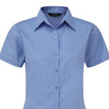 Mid Blue - Back - Premier Short Sleeve Poplin Blouse - Plain Work Shirt