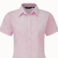 Pink - Back - Premier Short Sleeve Poplin Blouse - Plain Work Shirt