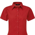 Red - Back - Premier Short Sleeve Poplin Blouse - Plain Work Shirt