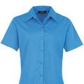 Sapphire - Back - Premier Short Sleeve Poplin Blouse - Plain Work Shirt