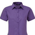 Purple - Back - Premier Short Sleeve Poplin Blouse - Plain Work Shirt