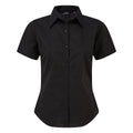 Black - Front - Premier Short Sleeve Poplin Blouse - Plain Work Shirt