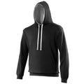 Jet Black- Heather Grey - Front - Awdis Varsity Hooded Sweatshirt - Hoodie