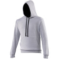 Heather Grey- Jet Black - Front - Awdis Varsity Hooded Sweatshirt - Hoodie